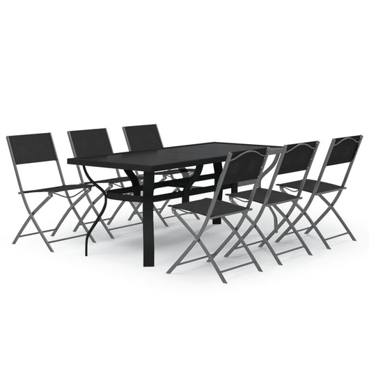Set da Pranzo da Giardino 7 pz Grigio e Nero 3102919
