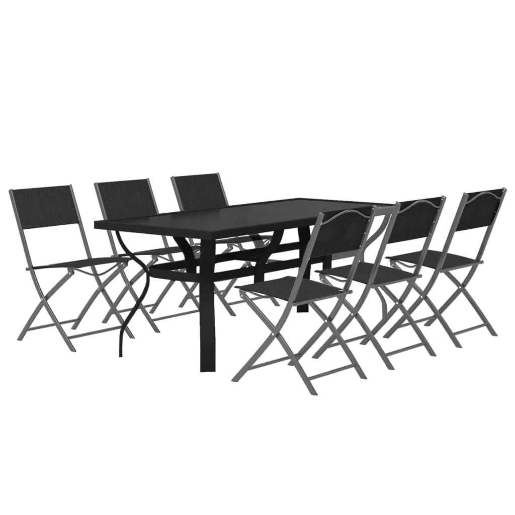 Set da Pranzo per Giardino 7 pz Grigio e Nero cod mxl 42774