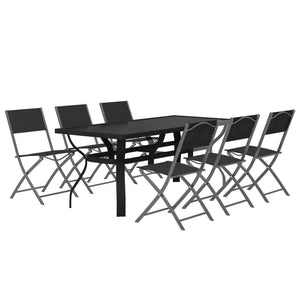 Set da Pranzo da Giardino 7 pz Grigio e Nero 3102919