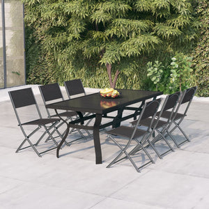 Set da Pranzo da Giardino 7 pz Grigio e Nero 3102919