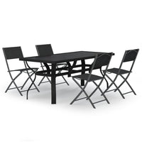 Set da Pranzo per Giardino 5 pz Grigio e Nero cod mxl 53693