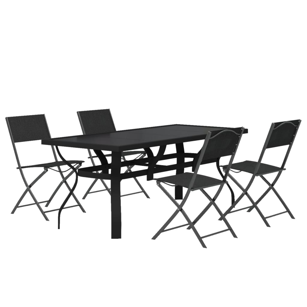 Set da Pranzo per Giardino 5 pz Grigio e Nero cod mxl 53693