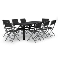 Set da Pranzo da Giardino 9 pz Grigio e Nero 3102921