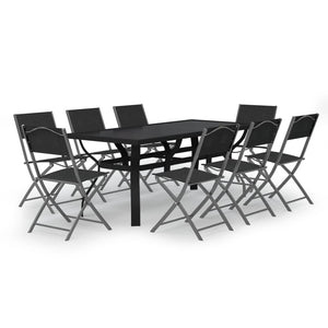 Set da Pranzo da Giardino 9 pz Grigio e Nero 3102921