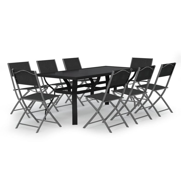 Set da Pranzo da Giardino 9 pz Grigio e Nero 3102921