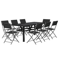 Set da Pranzo da Giardino 9 pz Grigio e Nero 3102921