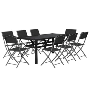 Set da Pranzo da Giardino 9 pz Grigio e Nero 3102921