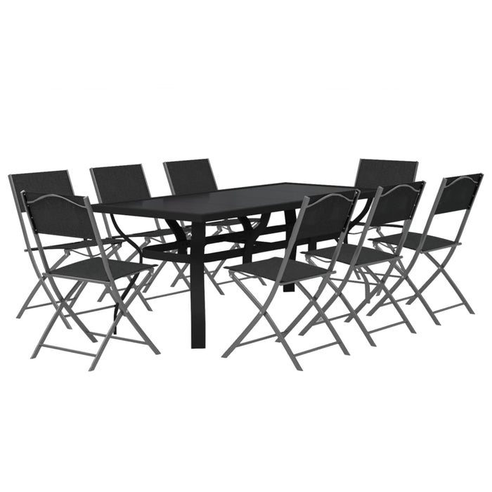 Set da Pranzo da Giardino 9 pz Grigio e Nero 3102921