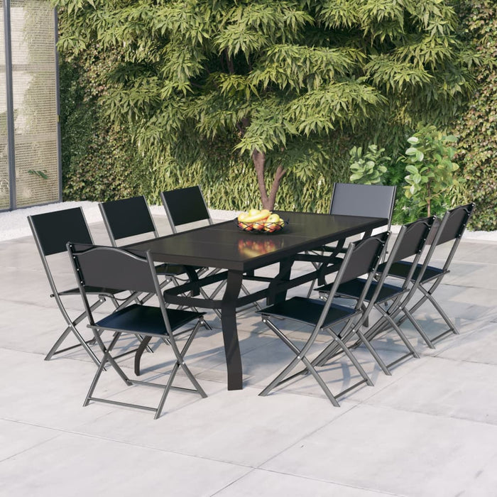 Set da Pranzo da Giardino 9 pz Grigio e Nero 3102921