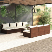 Set Divani da Giardino 8 pz con Cuscini in Polyrattan Marrone 3101466