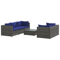 Set Divani da Giardino 6 pz con Cuscini in Polyrattan Grigio 3101494