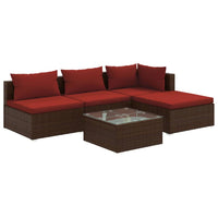Set Divani da Giardino 5 pz con Cuscini in Polyrattan Marrone 3101619