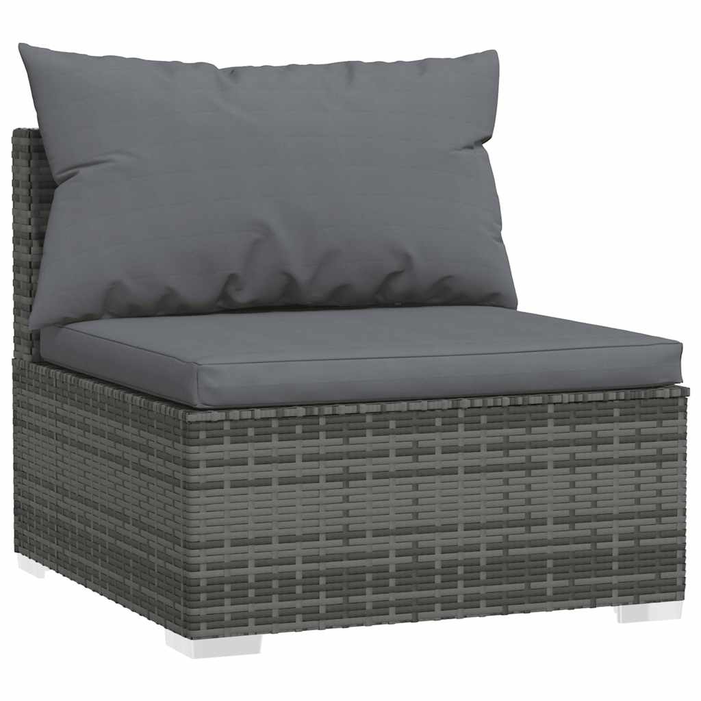 Set Divani da Giardino 4 pz con Cuscini in Polyrattan Grigio 3101645