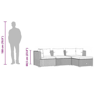 Set Divani da Giardino 4 pz con Cuscini in Polyrattan Grigio 3101645