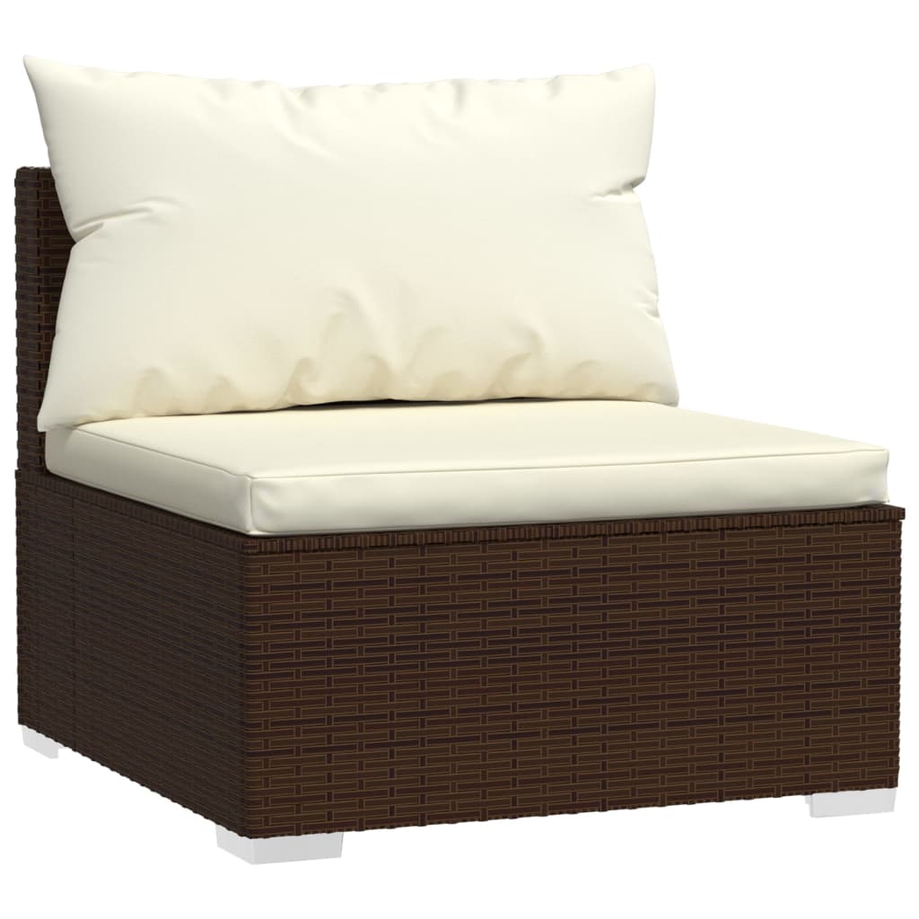 Set Divani da Giardino 5 pz con Cuscini in Polyrattan Marrone cod mxl 46500