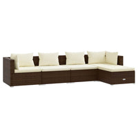 Set Divani da Giardino 5 pz con Cuscini in Polyrattan Marrone 3101658