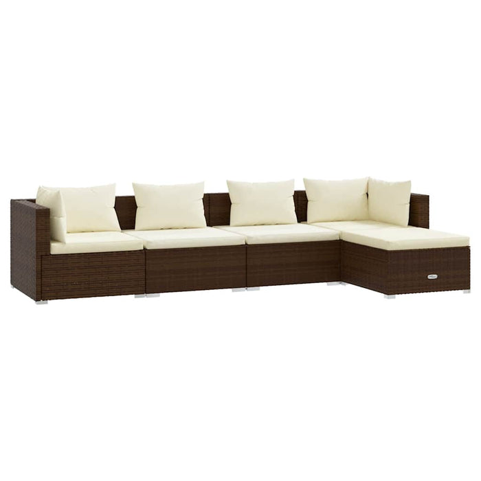 Set Divani da Giardino 5 pz con Cuscini in Polyrattan Marrone 3101658