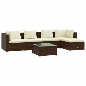 Set Divani da Giardino 6 pz con Cuscini in Polyrattan Marrone 3101666