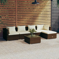 Set Divani da Giardino 6 pz con Cuscini in Polyrattan Marrone 3101666