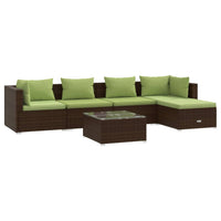 Set Divani da Giardino 6 pz con Cuscini in Polyrattan Marrone 3101668