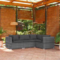 Set Divani da Giardino 4 pz con Cuscini in Polyrattan Grigio 3101677