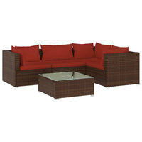 Set Divani da Giardino 5 pz con Cuscini in Polyrattan Marrone 3101683