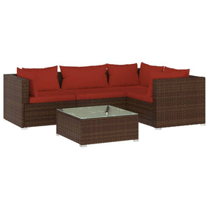 Set Divani da Giardino 5 pz con Cuscini in Polyrattan Marrone 3101683