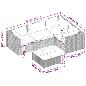Set Divani da Giardino 5 pz con Cuscini in Polyrattan Marrone 3101683