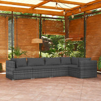 Set Divani da Giardino 5 pz con Cuscini in Polyrattan Grigio 3101693