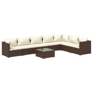 Set Divani da Giardino con Cuscini 8 pz in Polyrattan Marrone 3101754