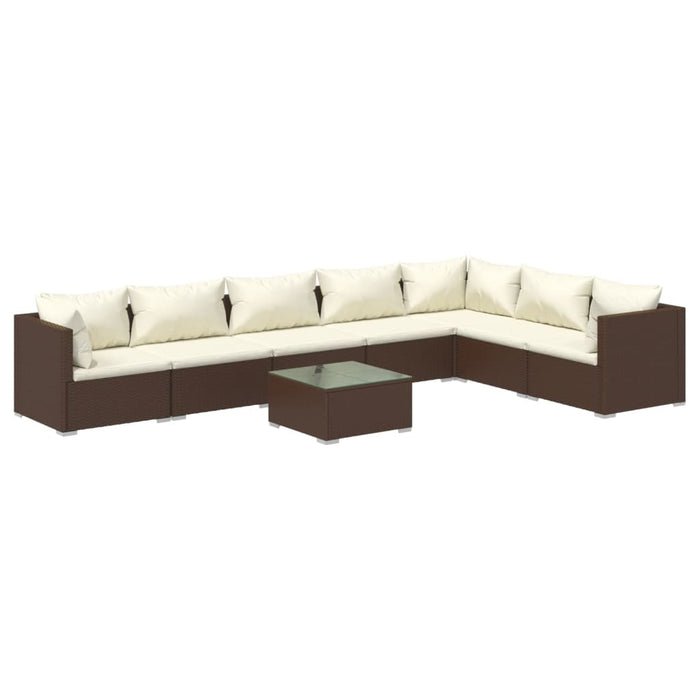 Set Divani da Giardino con Cuscini 8 pz in Polyrattan Marrone 3101754