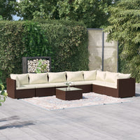 Set Divani da Giardino con Cuscini 8 pz in Polyrattan Marrone 3101754