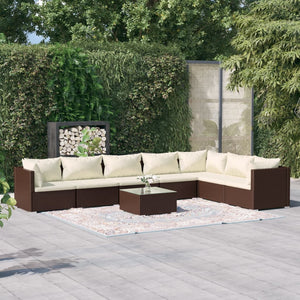 Set Divani da Giardino con Cuscini 8 pz in Polyrattan Marrone 3101754