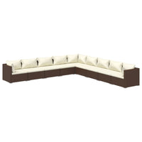 Set Divani da Giardino 9 pz con Cuscini in Polyrattan Marrone 3101786