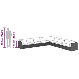 Set Divani da Giardino 9 pz con Cuscini in Polyrattan Marrone 3101786