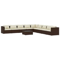 Set Divani da Giardino 10 pz con Cuscini in Polyrattan Marrone cod mxl 44666