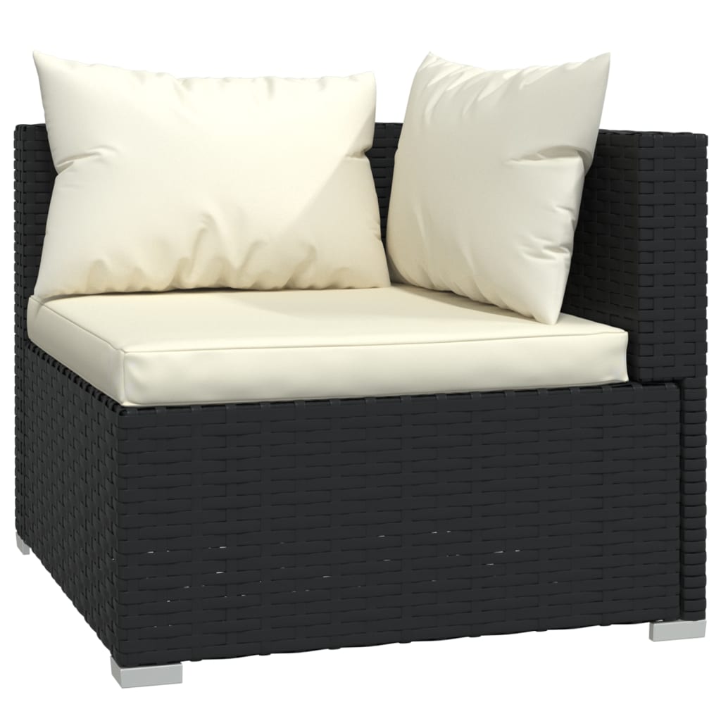 Set Divani da Giardino 6 pz con Cuscini in Polyrattan Nero cod mxl 35604