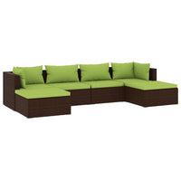 Set Divani da Giardino 6 pz con Cuscini in Polyrattan Marrone 3101804