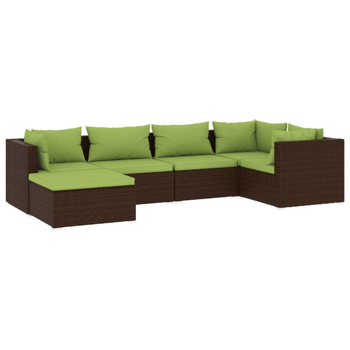 Set Divani da Giardino 6 pz con Cuscini in Polyrattan Marrone 3101812