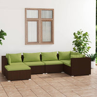 Set Divani da Giardino 6 pz con Cuscini in Polyrattan Marrone 3101812