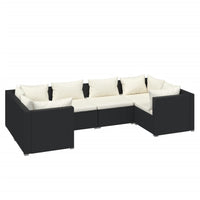 Set Mobili da Giardino 6 pz con Cuscini in Polyrattan Nero 3101935