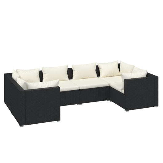 Set Mobili da Giardino 6 pz con Cuscini in Polyrattan Nero 3101935