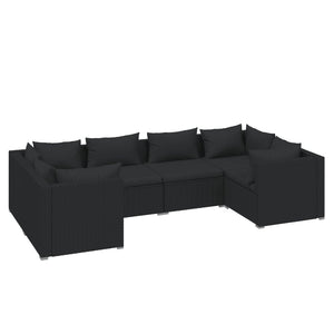 Set Mobili da Giardino 6 pz con Cuscini in Polyrattan Nero 3101936