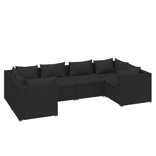 Set Mobili da Giardino 6 pz con Cuscini in Polyrattan Nero 3101936