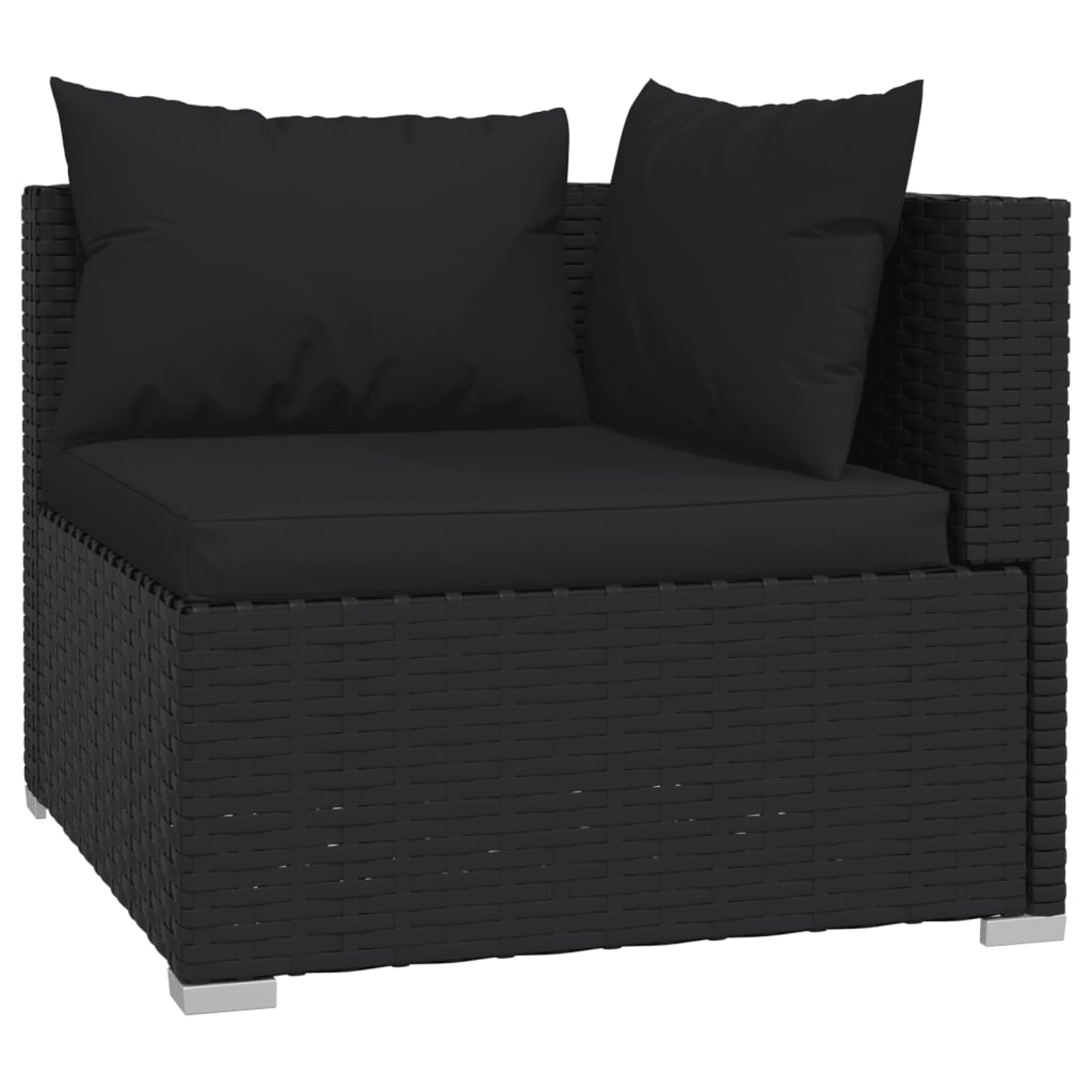 Set Mobili da Giardino 6 pz con Cuscini in Polyrattan Nero 3101936