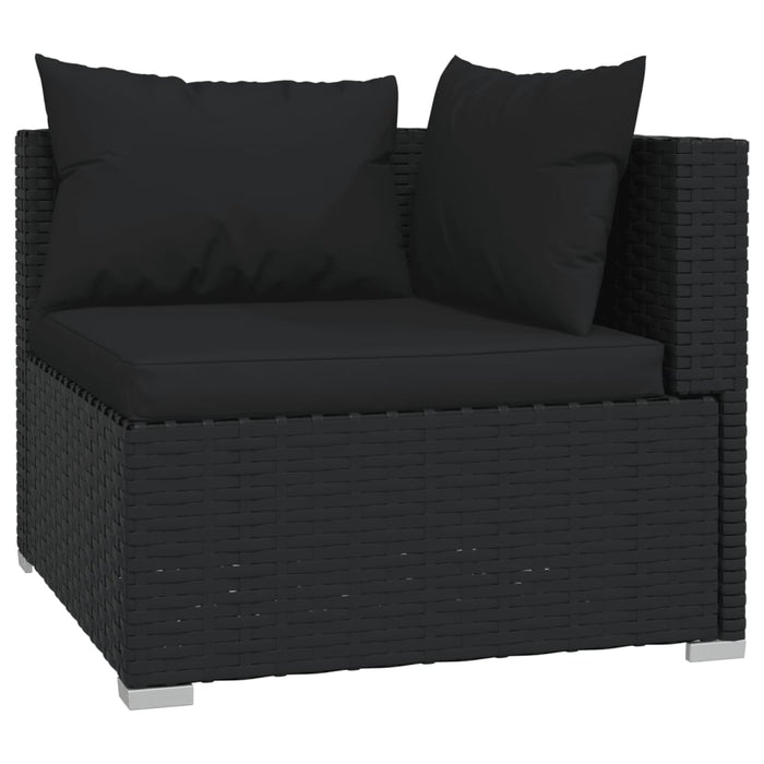 Set Mobili da Giardino 6 pz con Cuscini in Polyrattan Nero 3101936