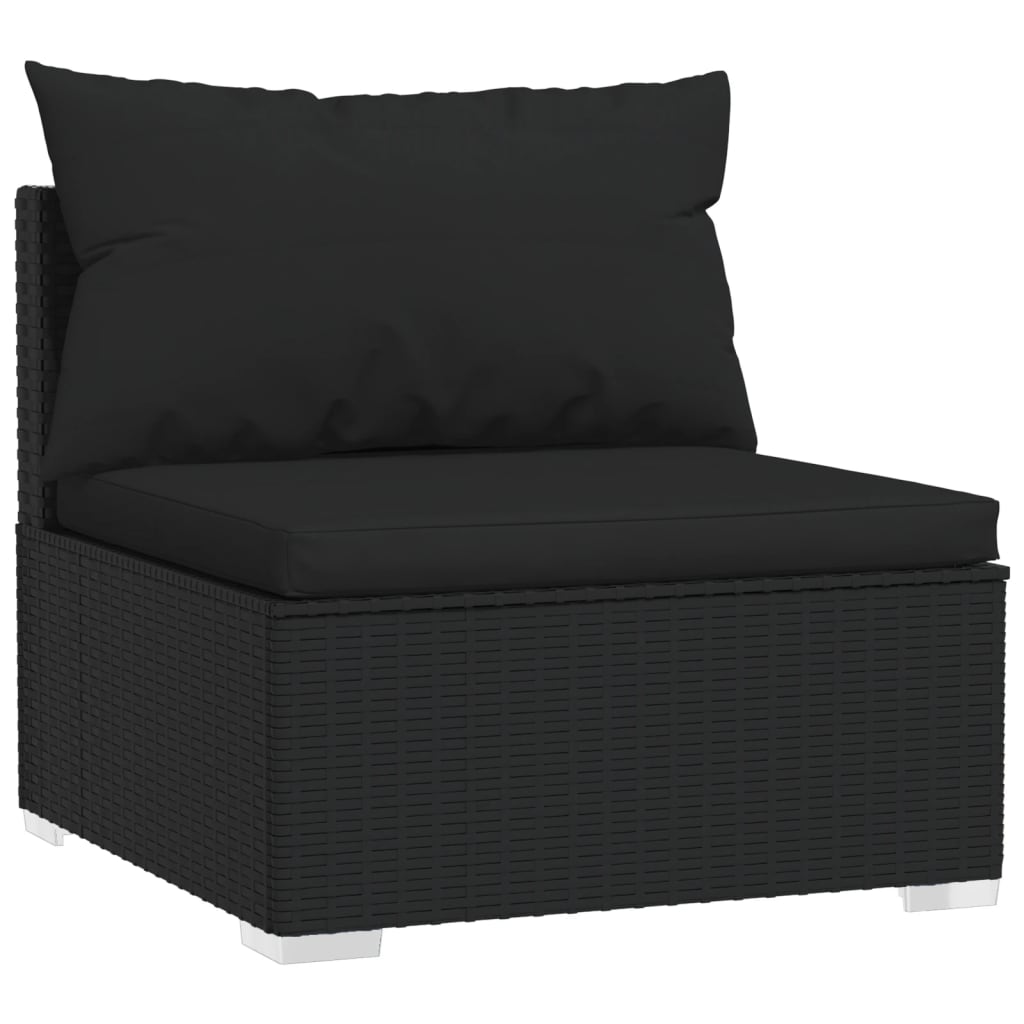 Set Mobili da Giardino 6 pz con Cuscini in Polyrattan Nero 3101936