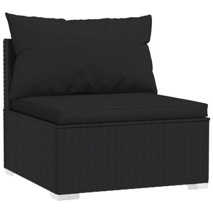 Set Mobili da Giardino 6 pz con Cuscini in Polyrattan Nero 3101936