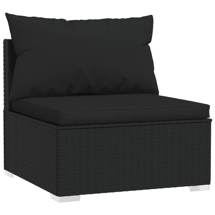 Set Mobili da Giardino 6 pz con Cuscini in Polyrattan Nero 3101936