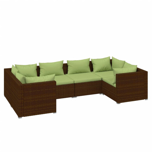 Set Divani da Giardino 6 pz con Cuscini in Polyrattan Marrone 3101940